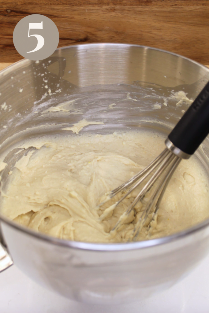 Whisked dry ingredients into the wet ingredients.