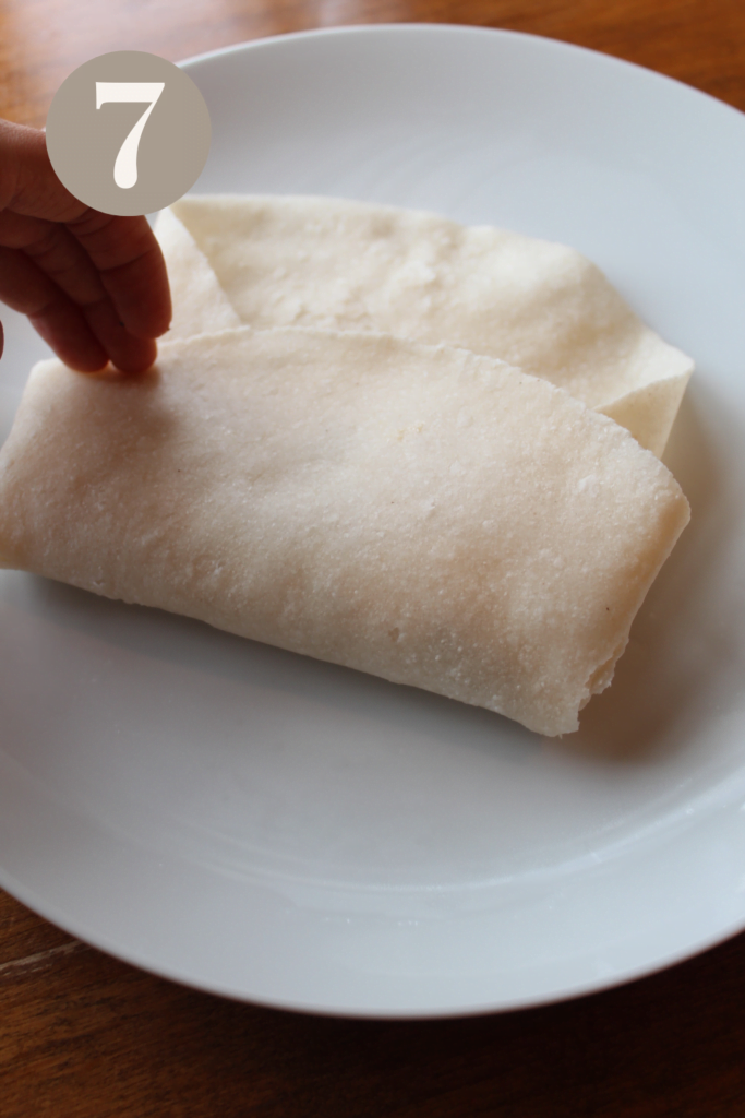 Three sides of a tortilla folded.